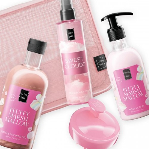 LAVISH CARE PROMO FLUFFY MARSHMALLOW SHOWER GEL 500ml & BODY LOTION 300ml & SWEET CLOUDS FRAGRANCE MIST 200ml