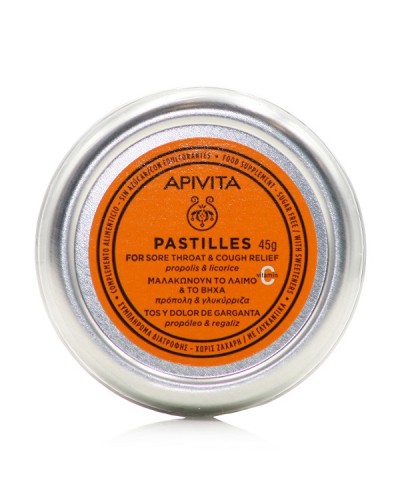 APIVITA PASTILLES ΜΕ ΠΡΟΠΟΛΗ & ΓΛΥΚΟΡΙΖΑ 45GR