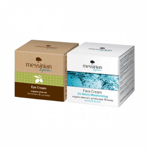 MESSINIAN SPA  MOISTURIZING FACE CREAM FOR NORMAL AND DRY SKIN 50ml & EYE CREAM HAMAMELIS & CUCUMBER 30ml