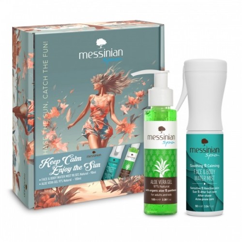 MESSINIAN SPA PROMO KEEP CALM & ENJOY THE SUN FACE & BODY WATER MIST 90ml & ALOE VERA GEL 100ml