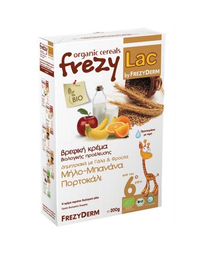 FREZYLAC BIO CEREAL ΒΡΕΦΙΚΗ ΚΡΕΜΑ ΔΗΜΗΤΡΙΑΚΑ ΜΕ ΓΑΛΑ & ΦΡΟΥΤΑ ΜΗΛΟ-ΜΠΑΝΑΝΑ-ΠΟΡΤΟΚΑΛΙ ΑΠΟ ΤΟΝ 6ο ΜΗΝΑ 200g