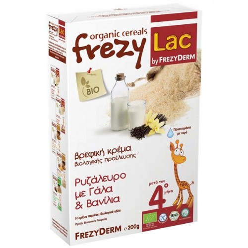 FREZYLAC BIO CEREAL ΒΡΕΦΙΚΗ ΚΡΕΜΑ ΡΥΖΑΛΕΥΡΟ ΜΕ ΓΑΛΑ & ΒΑΝΙΛΙΑ ΑΠΟ ΤΟΝ 4ο ΜΗΝΑ 200g