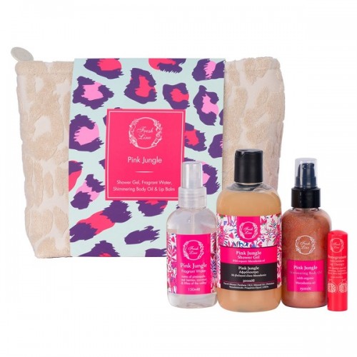 FRESH LINE PROMO PINK JUNGLE SHOWER GEL 300ml & SHIMMERING BODY OIL 150ml & FRAGRANT WATER 150ml & LIP THERAPY 5,4g