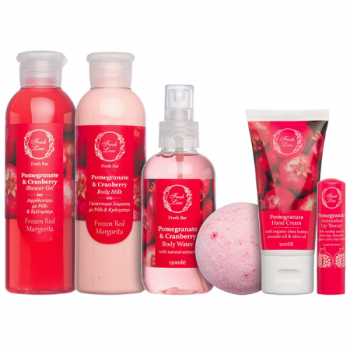 FRESH LINE PROMO POMEGRANATE & CRANBERRY SHOWER GEL 200ml & BODY MILK 200ml & BODY WATER 150ml & FIZZING BALL ~120g & HAND CREAM 50ml & LIP THERAPY 5,4g