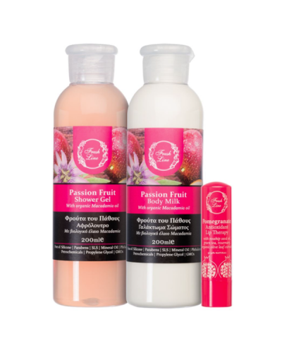 FRESH LINE PROMO PASSION FRUIT SHOWER GEL 200ml & BODY MILK 200ml & LIP THERAPY 5,4g