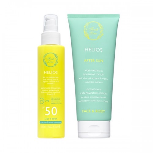 FRESH LINE PROMO HELIOS MILKY SUNSCREEN SPF50 FOR FACE & BODY 150ml & AFTER SUN LOTION FOR FACE & BODY 200ml