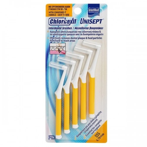 INTERMED UNISEPT CHLORHEXIL INTERDENTAL BRUSHES SSS 0,70mm ΚΙΤΡΙΝΟ 5τμχ