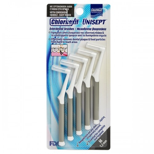 INTERMED UNISEPT CHLORHEXIL INTERDENTAL BRUSHES Μ 1,2mm ΓΚΡΙ 5τμχ