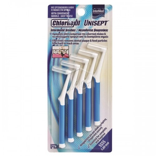 INTERMED UNISEPT CHLORHEXIL INTERDENTAL BRUSHES SSSS 0,60mm ΜΠΛΕ 5τμχ