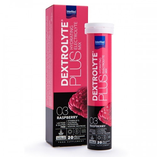 INTERMED DEXTROLYTE PLUS HYDRATING ELECTROLYTE MIX RASPBERRY 20 Αναβράζοντα Δισκία