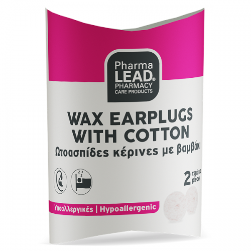 PHARMALEAD WAX EARPLUGS WITH COTTON ΩΤΟΑΣΠΙΔΕΣ ΚΕΡΙΝΕΣ ΜΕ ΒΑΜΒΑΚΙ 2τμχ