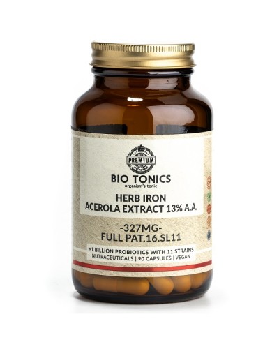 BIO TONICS HERB IRON PLUS ACEROLA EXTRACT 327mg 90Veg caps