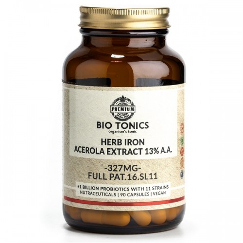 BIO TONICS HERB IRON PLUS ACEROLA EXTRACT 327mg 90Veg caps