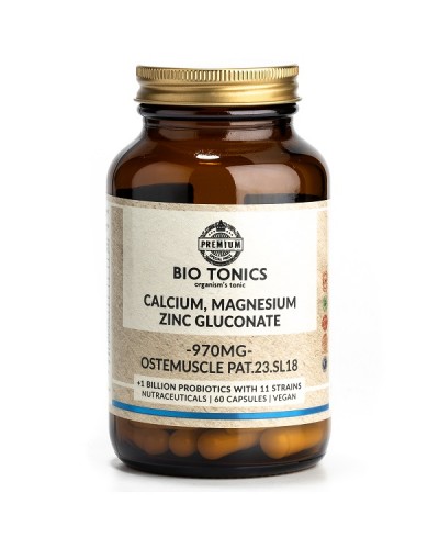 BIO TONICS CALCIUM MAGNESIUM ZINC GLUCONATE 970mg 60Veg caps