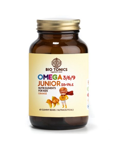 BIO TONICS JUNIOR OMEGA 3/6/9 + VITAMIN D3 + E 60 Gummies Bear