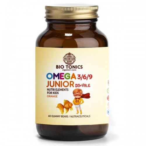 BIO TONICS JUNIOR OMEGA 3/6/9 + VITAMIN D3 + E 60 Gummies Bear