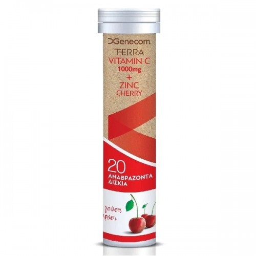 GENECOM TERRA VITAMIN C 1000MG + ZINC CHERRY 20 Αναβράζοντα Δισκία