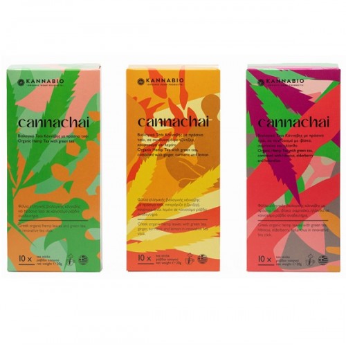 KANNABIO CANNACHAI ORGANIC HEMP TEA WITH GREEN TEA, GINGER, TURMERIC & LEMON 10τμχ