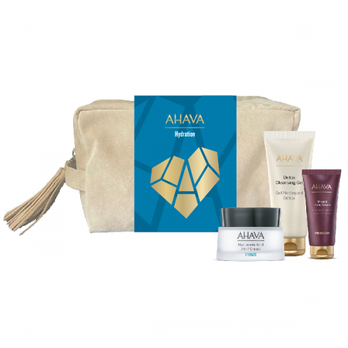 AHAVA PROMO HYDRATION HYALURONIC ACID 24/7 CREAM 50ml & DETOX CLEANSING GEL 100ml & MINERAL HAND CREAM 40ml