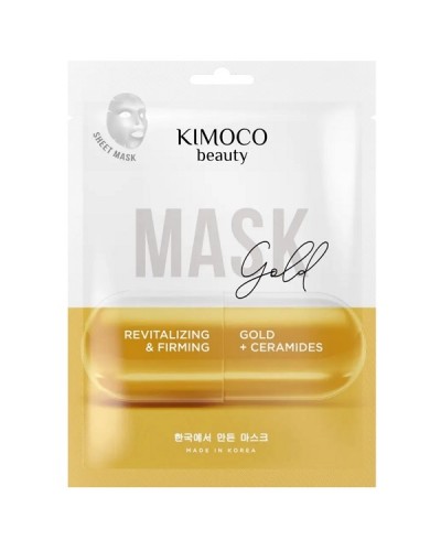 KIMOCO BEAUTY REVITALIZING & FIRMING FACE SHEET MASK WITH GOLD & CERAMIDES 23ml