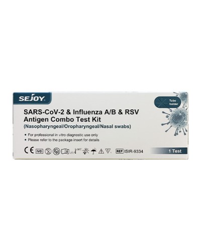 SEJOY SARS-COV-2 & INFLUENZA A/B & RSV ANTIGEN COMBO RAPID SELF TEST ΑΝΙΧΝΕΥΣΗΣ ΑΝΤΙΓΟΝΩΝ COVID-19 & ΓΡΙΠΗΣ Α/Β 1 & RSV 1 test