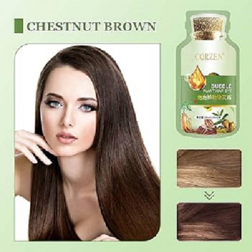 NATURAL PRODUCTS BUBBLE HAIR DYE CHESTNUT BROWN ΦΥΤΙΚΗ ΒΑΦΗ ΚΑΣΤΑΝΟ ΚΑΦΕ 10 ΦΑΚΕΛΑΚΙΑ x 20ml 