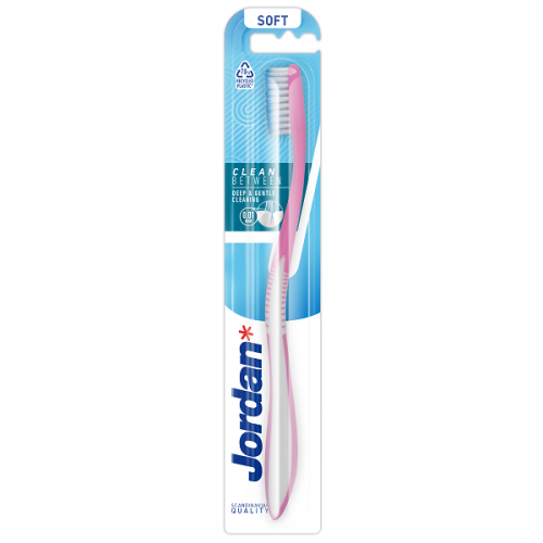 JORDAN CLEAN BETWEEN TOOTHBRUSH SOFT ΟΔΟΝΤΟΒΟΥΡΤΣΑ ΜΑΛΑΚΗ ΣΕ ΔΙΑΦΟΡΑ ΧΡΩΜΑΤΑ 1τμχ