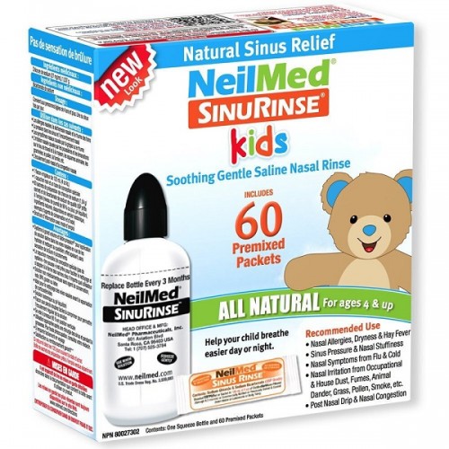 NEILMED SINUS RINSE KIDS ΠΑΙΔΙΑΤΡΙΚΟ ΣΥΣΤΗΜΑ ΡΙΝΙΚΩΝ ΠΛΥΣΕΩΝ + 60 ΦΑΚΕΛΑΚΙΑ