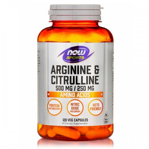 NOW SPORTS ARGININE 500mg CITRULLINE 250mg 120Veg.caps