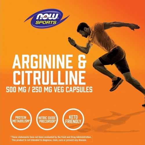 NOW SPORTS ARGININE 500mg CITRULLINE 250mg 120Veg.caps