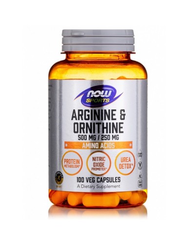 NOW SPORTS ARGININE 500mg & ORNITHINE 250mg 100caps