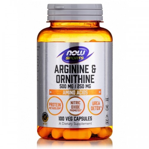 NOW SPORTS ARGININE 500mg & ORNITHINE 250mg 100caps