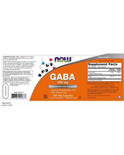 NOW GABA 500mg 100Veg caps