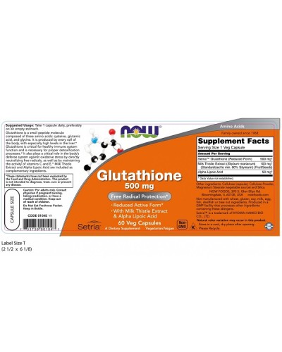 NOW GLUTATHIONE 500mg 60Veg caps