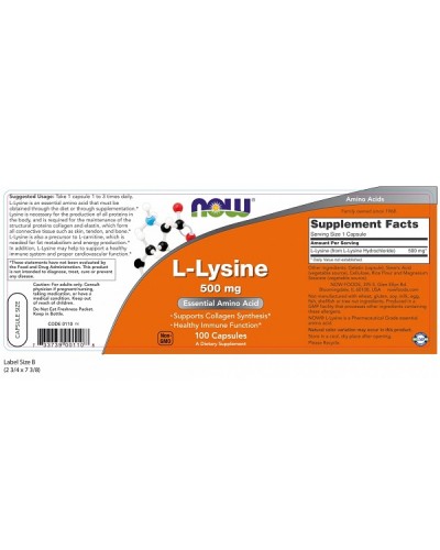 NOW L-LYSINE 500mg 100caps