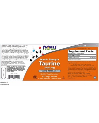 NOW TAURINE 1000mg 100Veg.caps