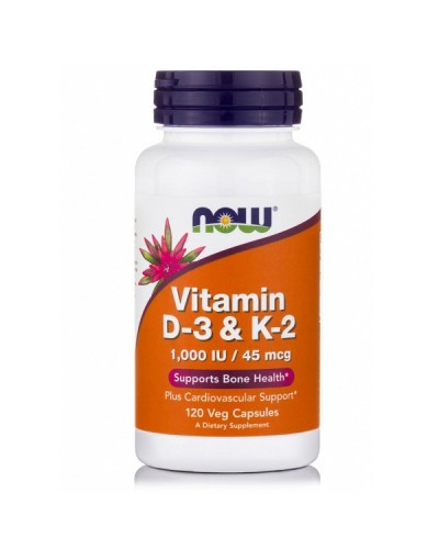 NOW VITAMIN D-3 1 000IU & K-2 45mcg 120Veg caps