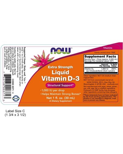 NOW LIQUID VITAMIN D-3 EXTRA STRENGHT 30ml