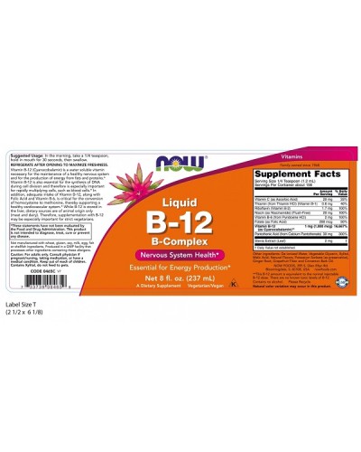 NOW LIQUID VITAMIN B-12 B-COMPLEX 237ml