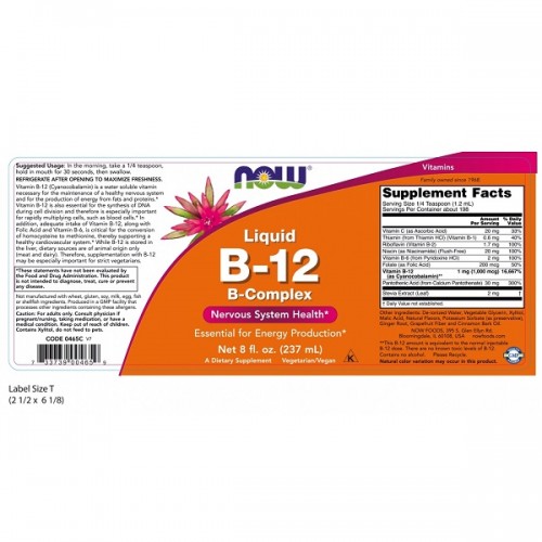 NOW LIQUID VITAMIN B-12 B-COMPLEX 237ml