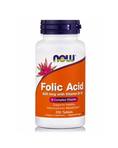 NOW FOLIC ACID 800mcg WITH VITAMIN B-12 250tabs