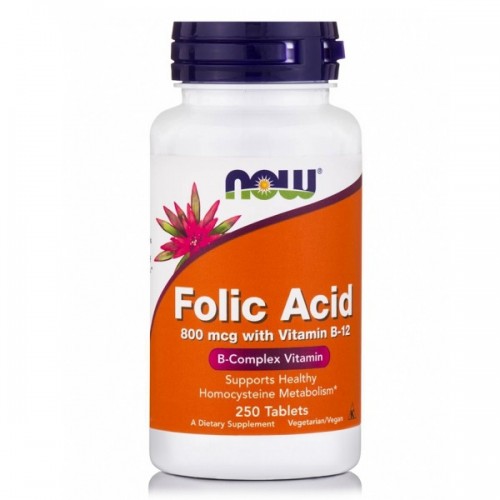 NOW FOLIC ACID 800mcg WITH VITAMIN B-12 250tabs