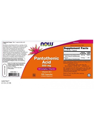 NOW PANTOTHENIC ACID 500mg 100caps