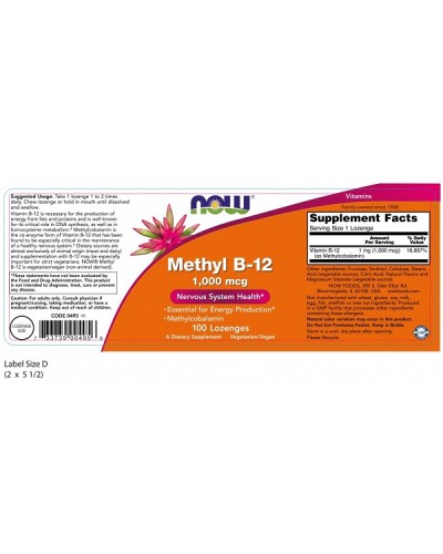 NOW METHYL B-12 1000mcg 100 Lozenge