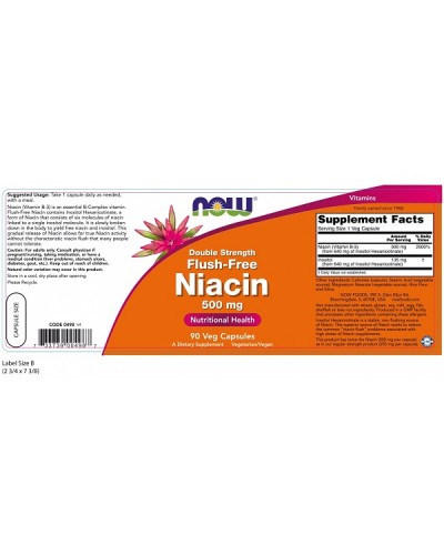 NOW FLUSH-FREE NIACIN 500mg 90Veg caps