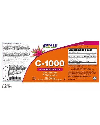 NOW VITAMIN C-1000 WITH ROSE HIPS & BIOFLAVONOIDS 100tabs