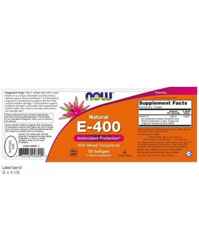 NOW VITAMIN E-400 IU 50softgels