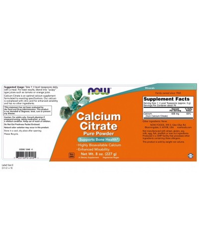 NOW CALCIUM CITRATE PURE POWDER 227g