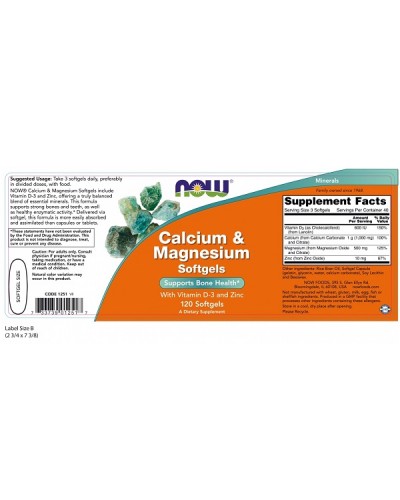 NOW CALCIUM & MAGNESIUM SOFTGELS WITH VITAMIN D-3 & ZINC 120softgels