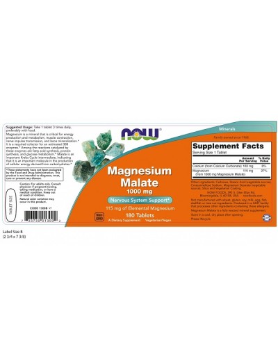 NOW MAGNESIUM MALATE 1000mg 180tabs